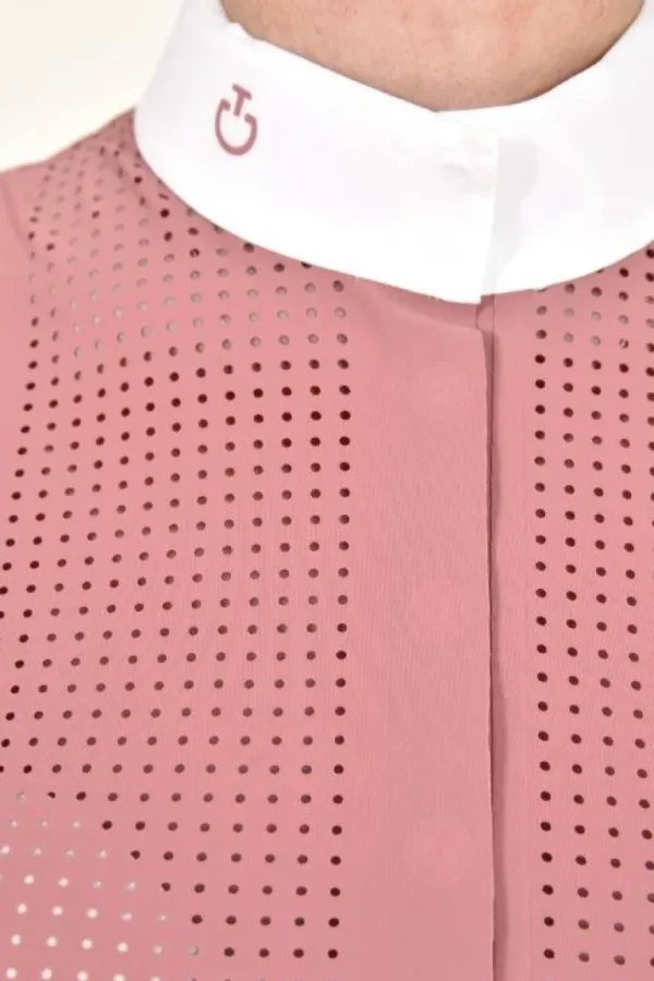 Perforated Bib S/S Shirt - Dusty Rose