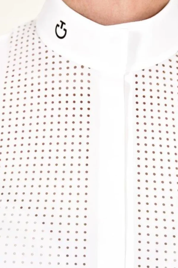 Perforated Bib S/S Shirt - White