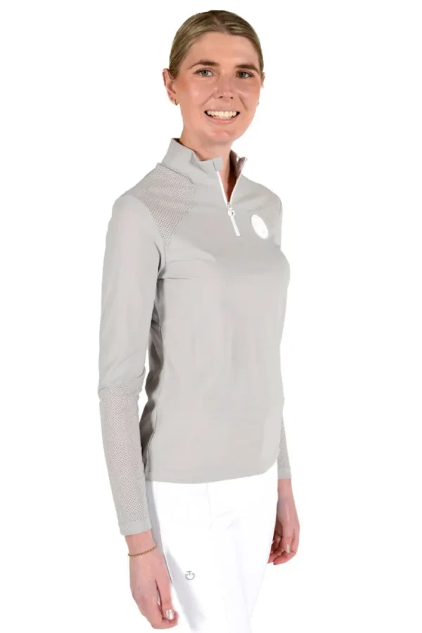 Perforated Insert L/S Training Polo - Light Grey