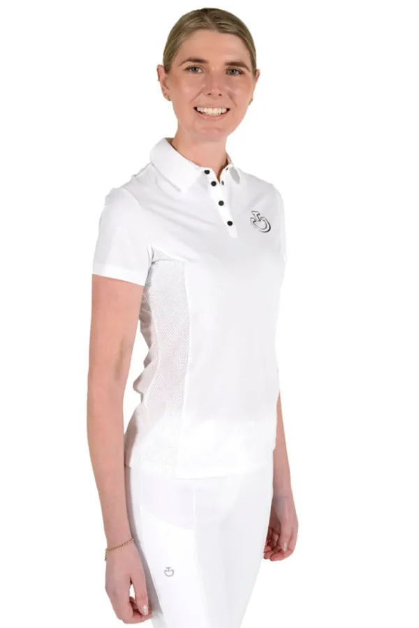 Perforated Insert S/S Training Polo - White