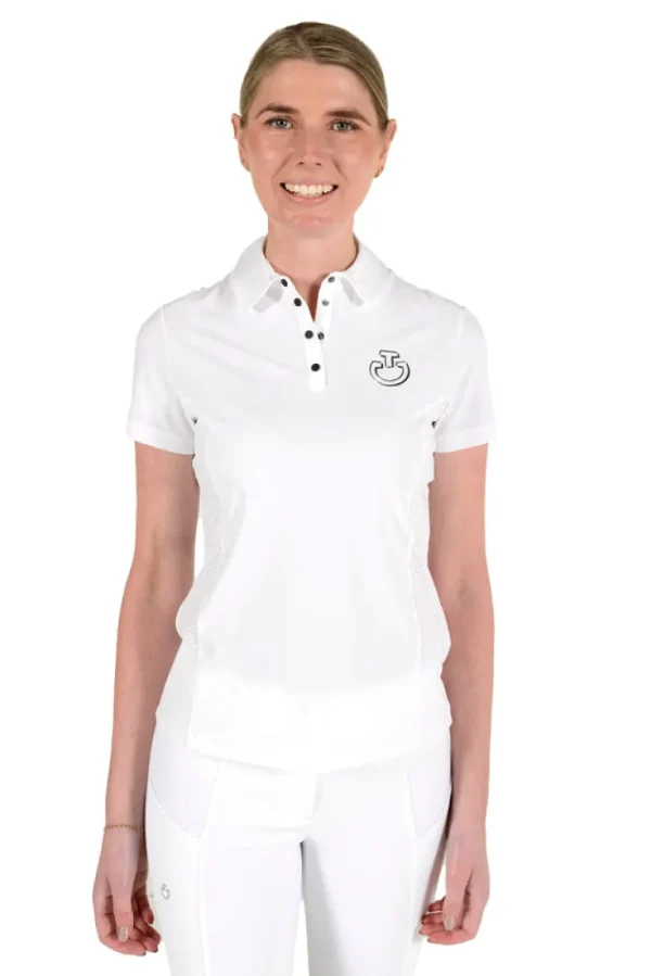 Perforated Insert S/S Training Polo - White