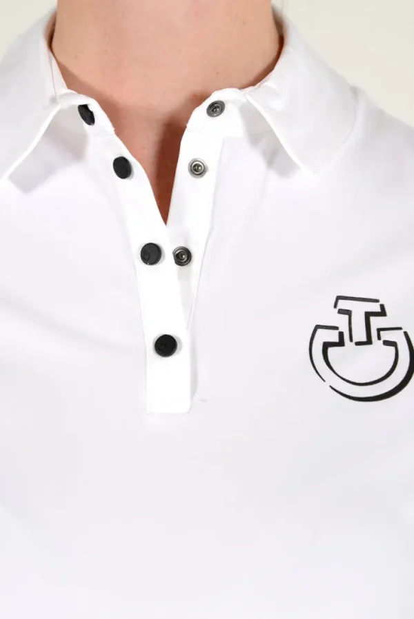 Perforated Insert S/S Training Polo - White