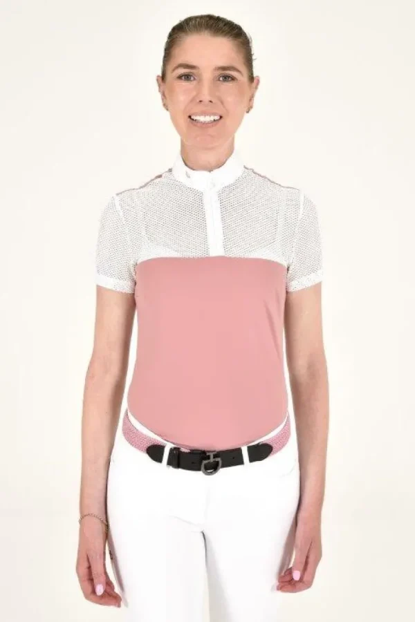 Perforated Jacquard Zip Shirt - Dusty Rose