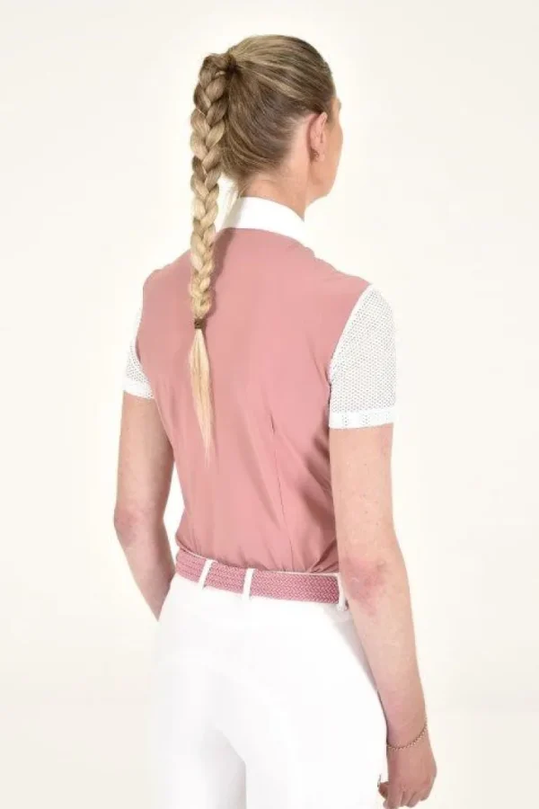 Perforated Jacquard Zip Shirt - Dusty Rose