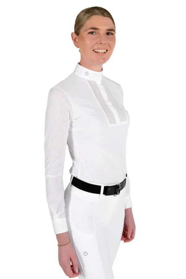 Perforated Long Sleeve Competition Shirt - White