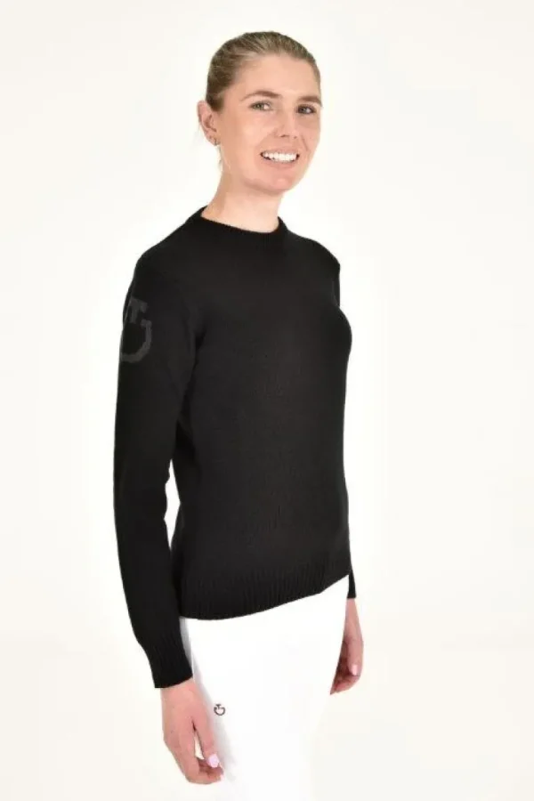 Pure Wool Crew Neck Sweater - Black