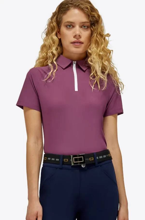 Short Sleeve Zip Training Polo - Berry