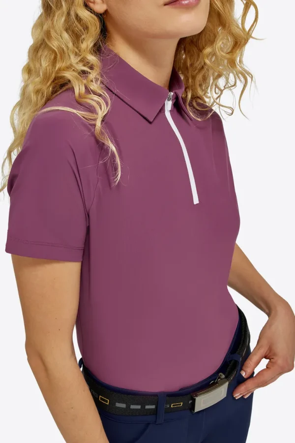 Short Sleeve Zip Training Polo - Berry