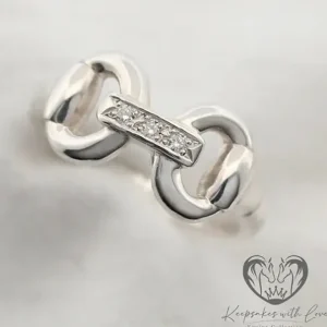 Sterling Silver Cubic Zirconia Bar Bit Ring