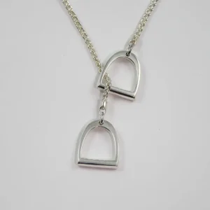 Sterling Silver Double Stirrup Pendant with Chain (Large)