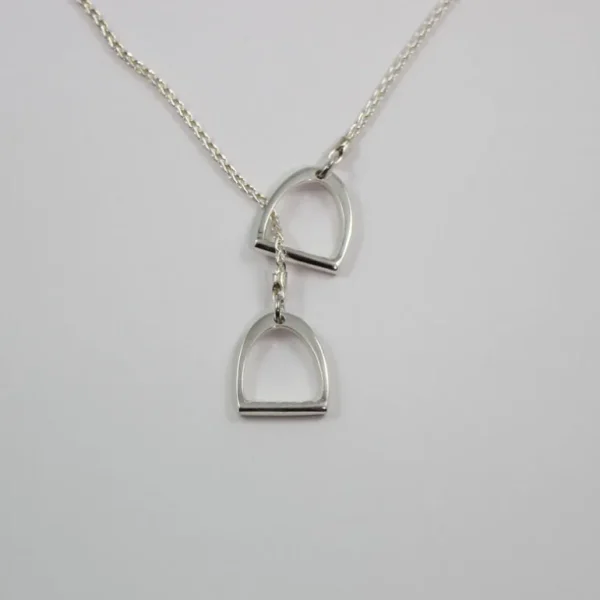 Sterling Silver Double Stirrup Pendant with Chain (Small)