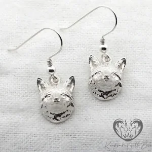 Sterling Silver Fox Head Earrings