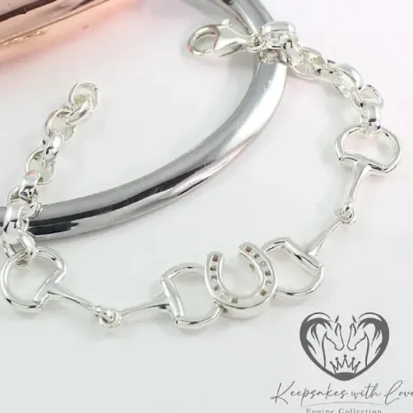 Sterling Silver Small Double Eggbutt with Horseshoe Bracelet