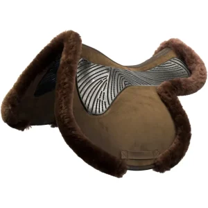 Twin Sided Gel Jump Pad Numnah Full Sheepskin Edge -Brown/Brown