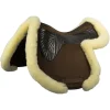 Twin Sided Gel Jump Pad Numnah Full Sheepskin Edge -Brown/Natural