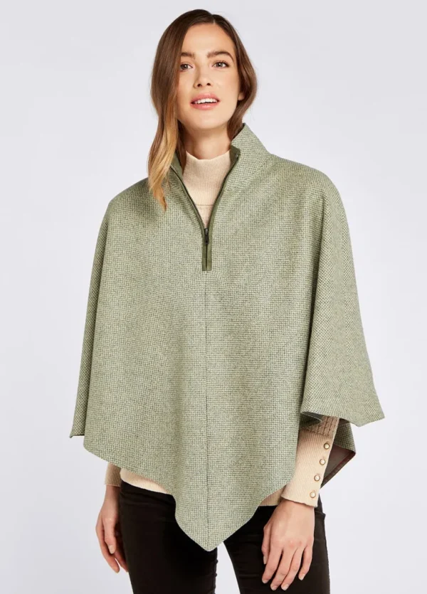 Whitebeam Tweed Poncho - Winter Moss