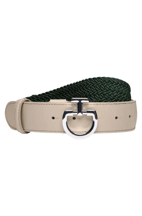 Women's CT Clasp Elastic Belt - Forest Green/Sand