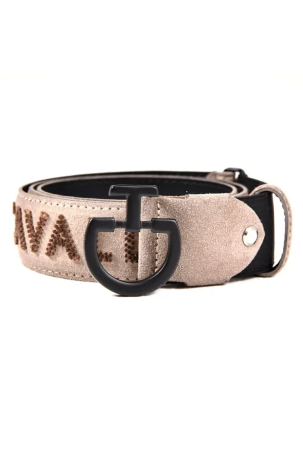 Women's Suede Logo Belt - Cacao