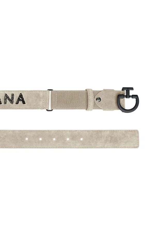 Women's Suede Logo Belt - Sand