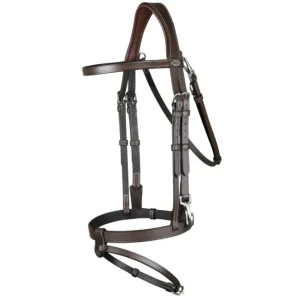 Working Flat Leather Bridle with Snap Hooks - Brown