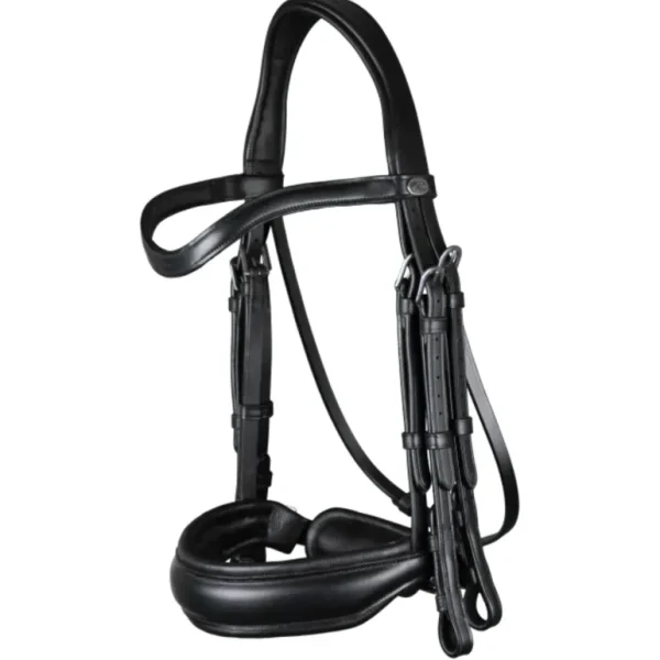 Working Matte Large Crank Noseband Double Bridle - Black