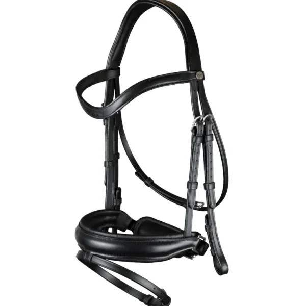 Working Matte Large Crank Noseband Bridle with Flash - Black