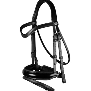 Working Patent Large Crank Noseband Bridle with Flash - Black